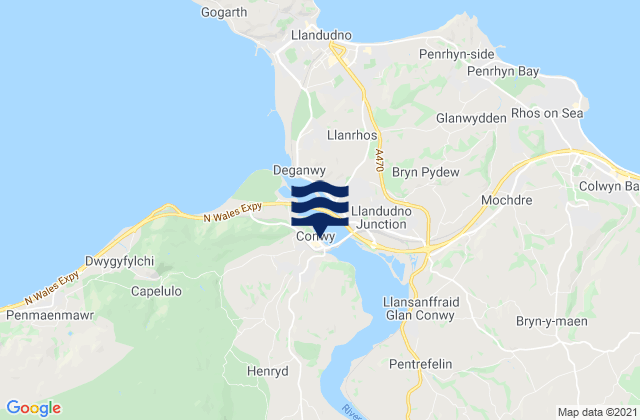 Conwy, United Kingdomの潮見表地図