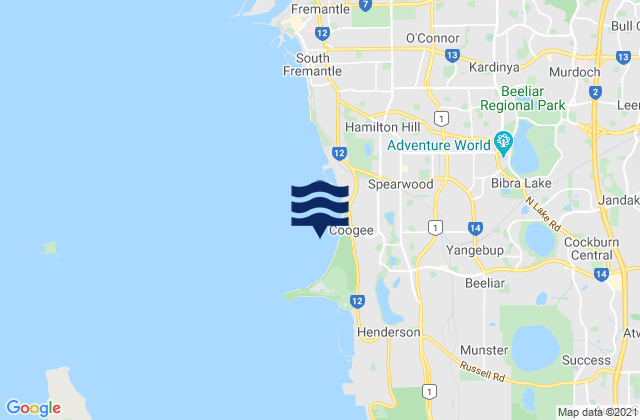 Coogee, Australiaの潮見表地図