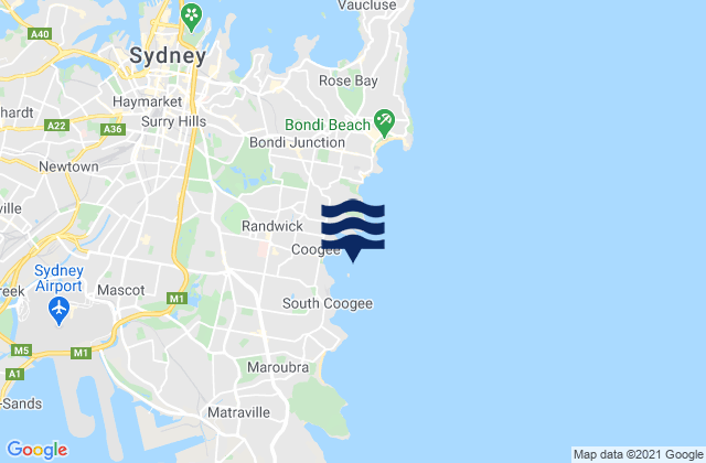 Coogee, Australiaの潮見表地図