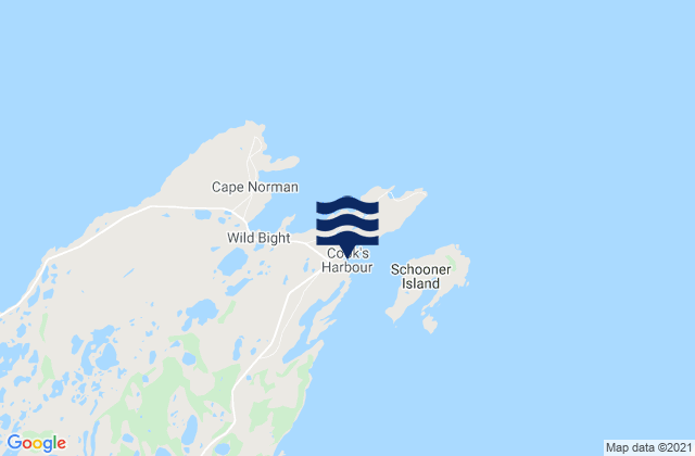 Cook's Harbour, Canadaの潮見表地図