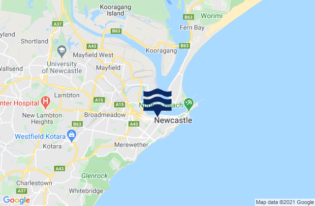 Cooks Hill, Australiaの潮見表地図