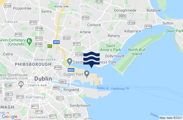 Coolock, Irelandの潮見表地図