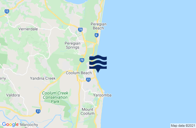 Coolum Beach, Australiaの潮見表地図