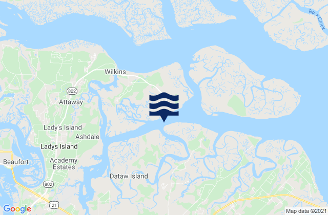 Coosaw Island South of Morgan River, United Statesの潮見表地図