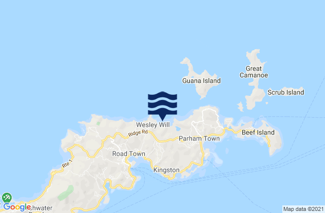 Cooten Bay, U.S. Virgin Islandsの潮見表地図