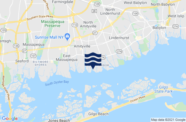 Copiague, United Statesの潮見表地図