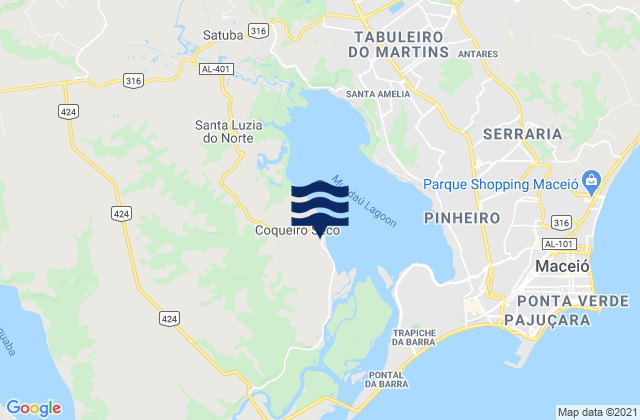 Coqueiro Seco, Brazilの潮見表地図