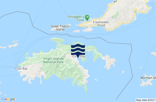 Coral Harbor St. Johns Island, U.S. Virgin Islandsの潮見表地図