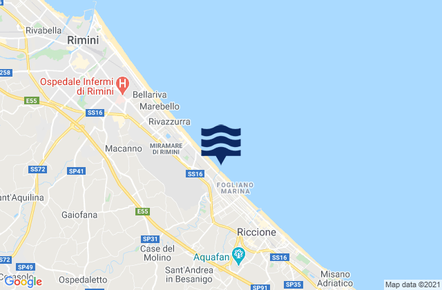 Coriano, Italyの潮見表地図