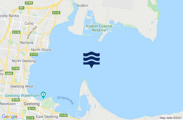 Corio Bay, Australiaの潮見表地図