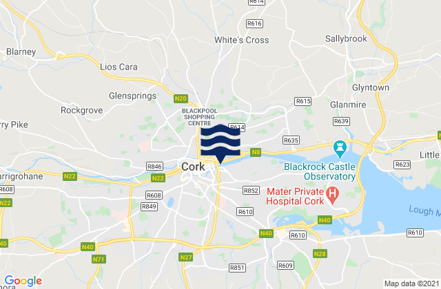 Cork City, Irelandの潮見表地図