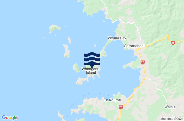 Coromandel Harbour - Whanganui Island, New Zealandの潮見表地図
