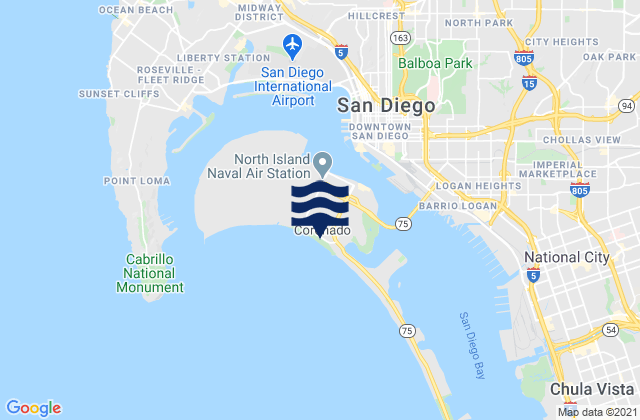 Coronado Municipal Beach, United Statesの潮見表地図