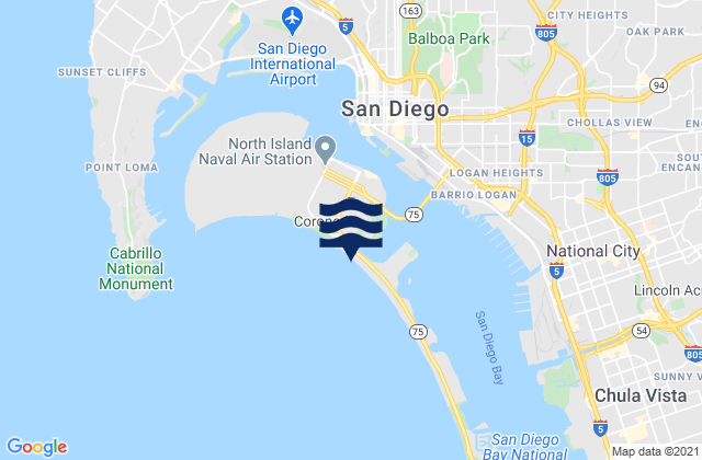 Coronado Shores Beach, United Statesの潮見表地図