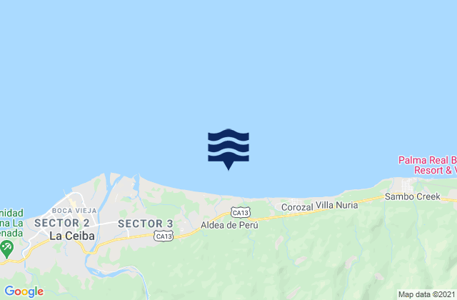 Corozal, Hondurasの潮見表地図