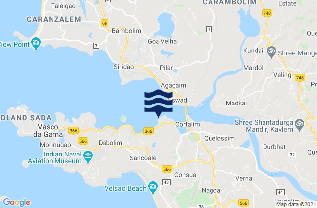 Cortalim, Indiaの潮見表地図