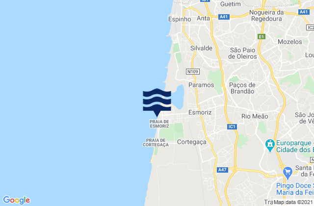 Cortegaça, Portugalの潮見表地図