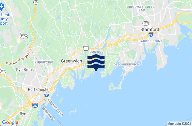 Coscob Harbor off Goose Island, United Statesの潮見表地図