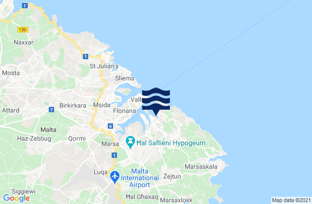 Cospicua, Maltaの潮見表地図