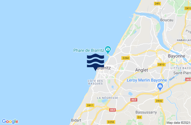 Cote des Basques, Franceの潮見表地図