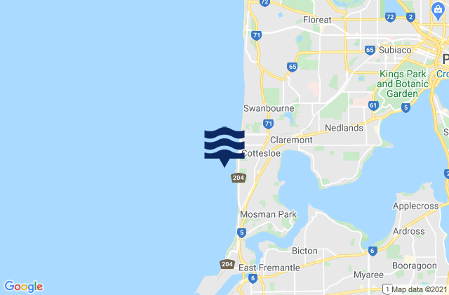 Cottesloe Beach, Australiaの潮見表地図