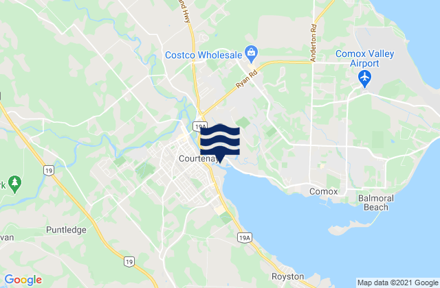 Courtenay, Canadaの潮見表地図