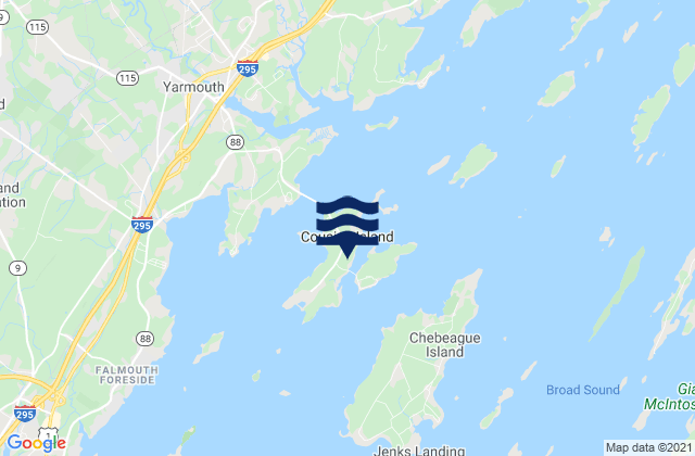 Cousins Island, United Statesの潮見表地図