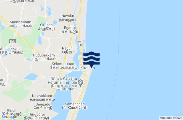 Covelong Point, Indiaの潮見表地図