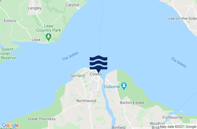 Cowes, United Kingdomの潮見表地図