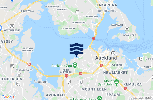 Coxs Bay, New Zealandの潮見表地図