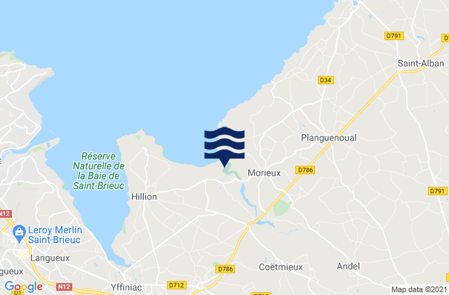 Coëtmieux, Franceの潮見表地図
