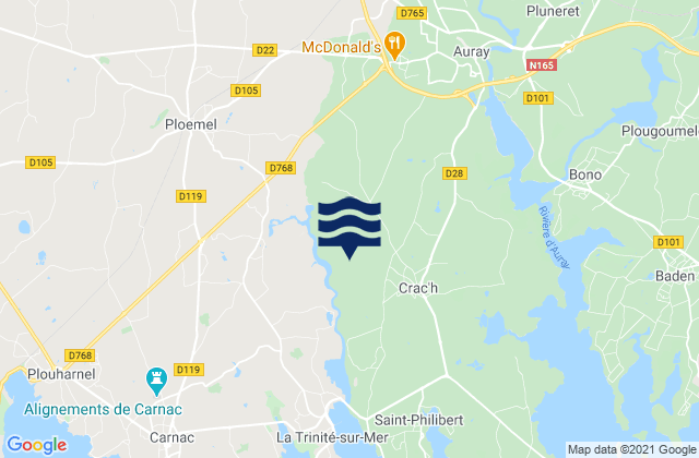 Crach, Franceの潮見表地図