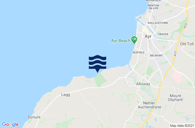 Craig Tara Beach, United Kingdomの潮見表地図