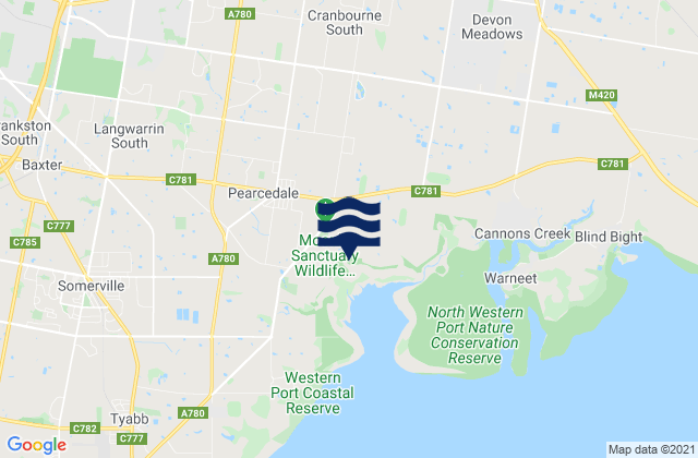Cranbourne South, Australiaの潮見表地図