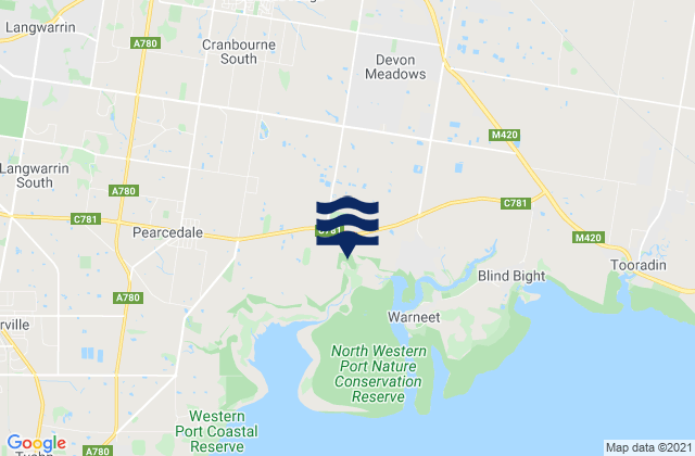 Cranbourne West, Australiaの潮見表地図