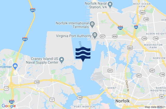 Craney Island Light, United Statesの潮見表地図