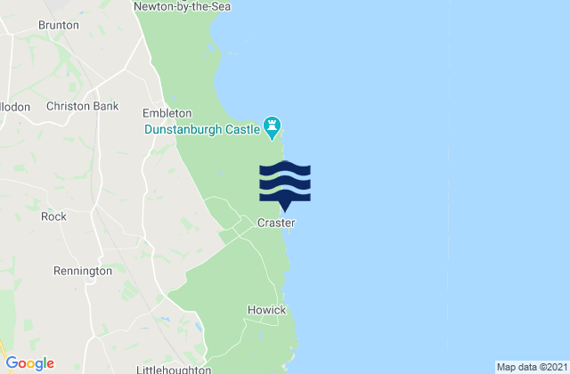Craster Beach, United Kingdomの潮見表地図