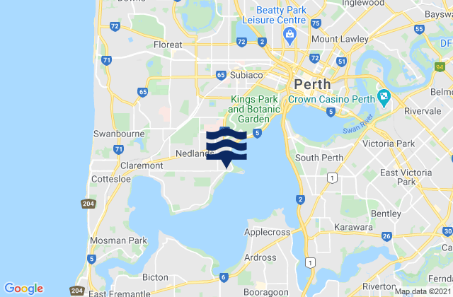 Crawley, Australiaの潮見表地図