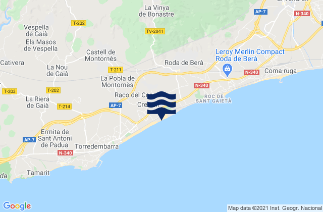 Creixell, Spainの潮見表地図