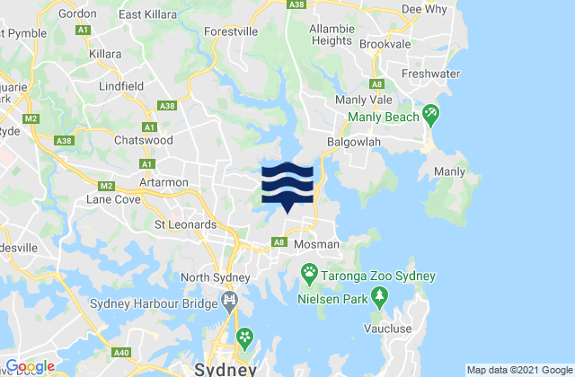 Cremorne, Australiaの潮見表地図