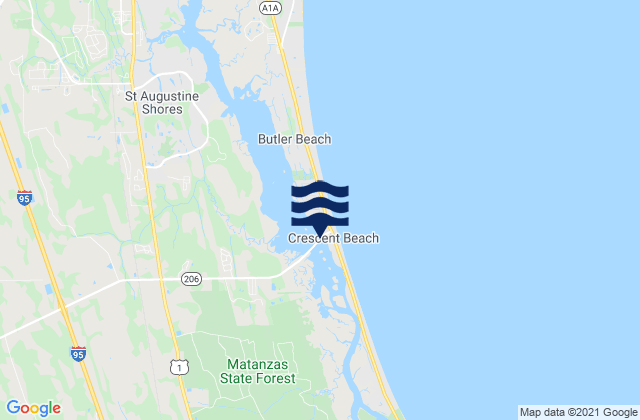 Crescent Beach Matanzas River, United Statesの潮見表地図