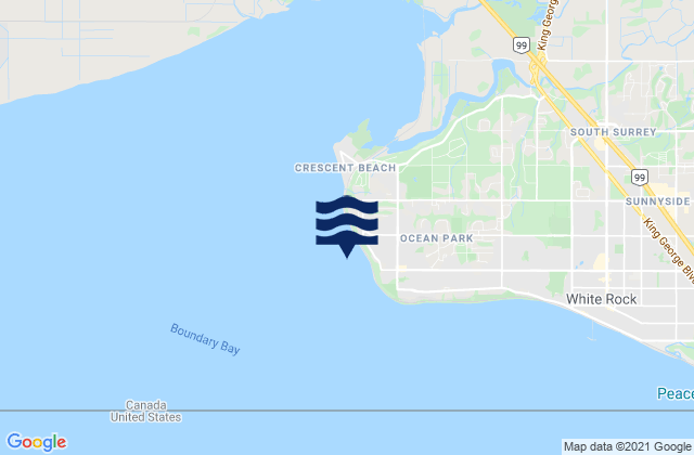 Crescent Beach, Canadaの潮見表地図
