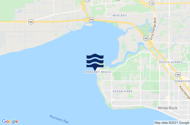Crescent Beach Vancouver, Canadaの潮見表地図