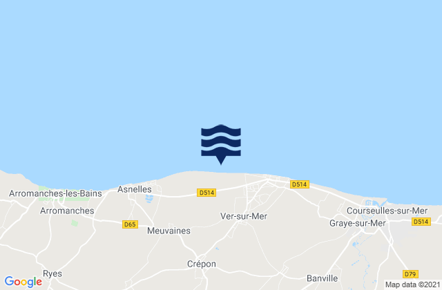 Creully, Franceの潮見表地図