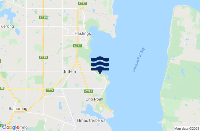 Crib Point, Australiaの潮見表地図
