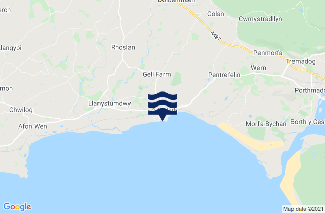 Criccieth, United Kingdomの潮見表地図