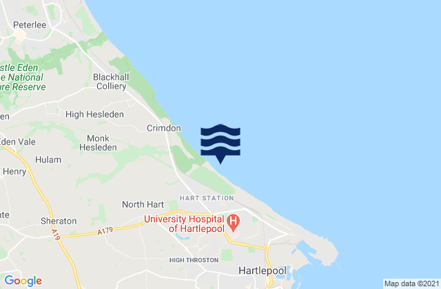 Crimdon Beck Beach, United Kingdomの潮見表地図