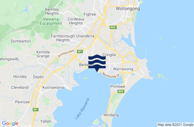 Cringila, Australiaの潮見表地図