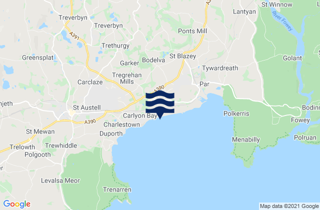 Crinnis Beach, United Kingdomの潮見表地図