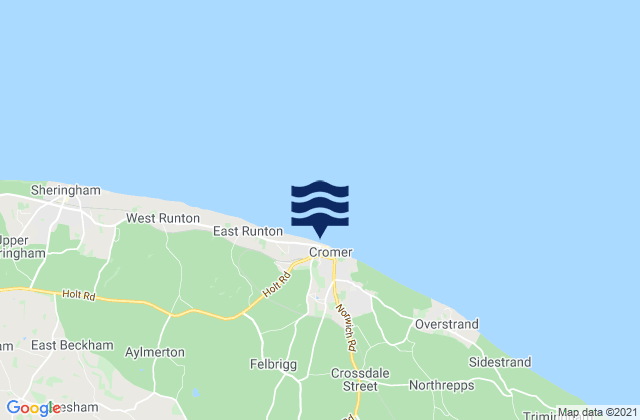 Cromer Beach, United Kingdomの潮見表地図